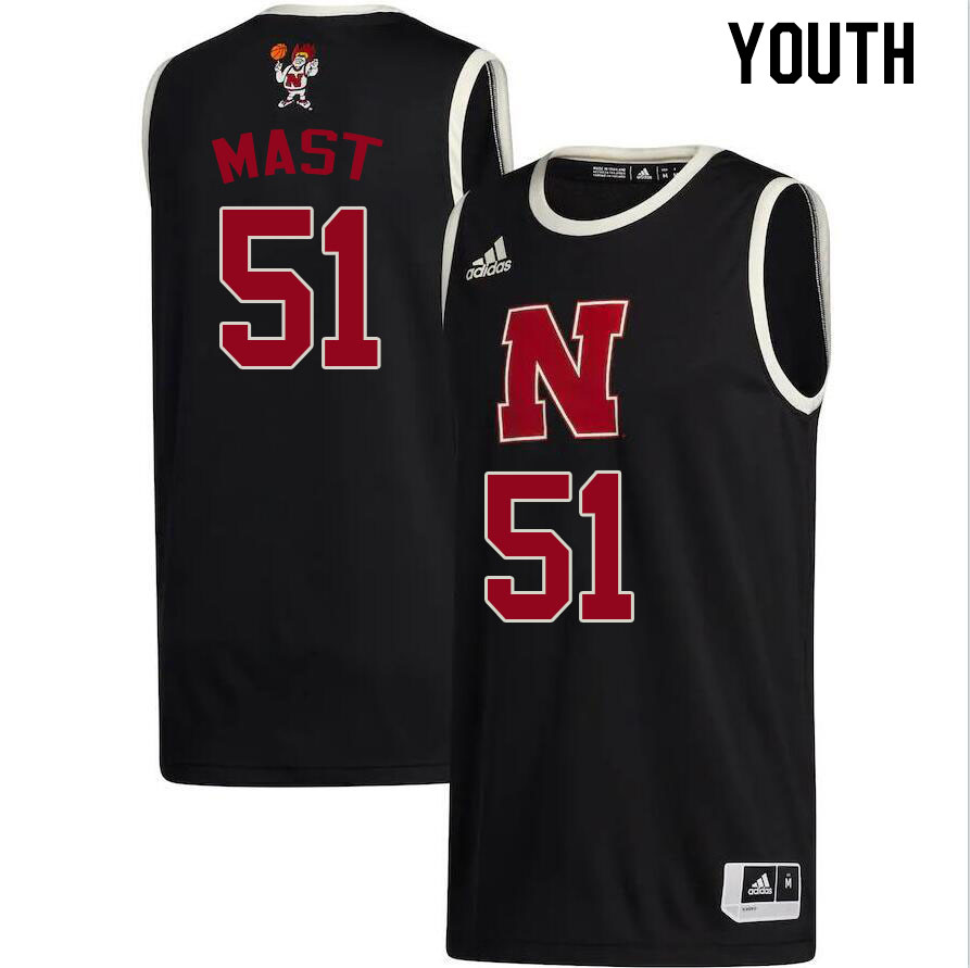 Youth #51 Rienk Mast Nebraska Cornhuskers College Basketball Jerseys Stitched Sale-Black